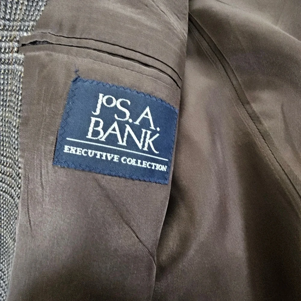 Jos. A. Bank Executive Collection Brown Glen Plaid Wool Blazer Sport Coat 48R